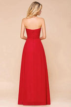 Red Charming Strapless Appliques Evening Maxi Dress Wedding Party Dress by misshow.com