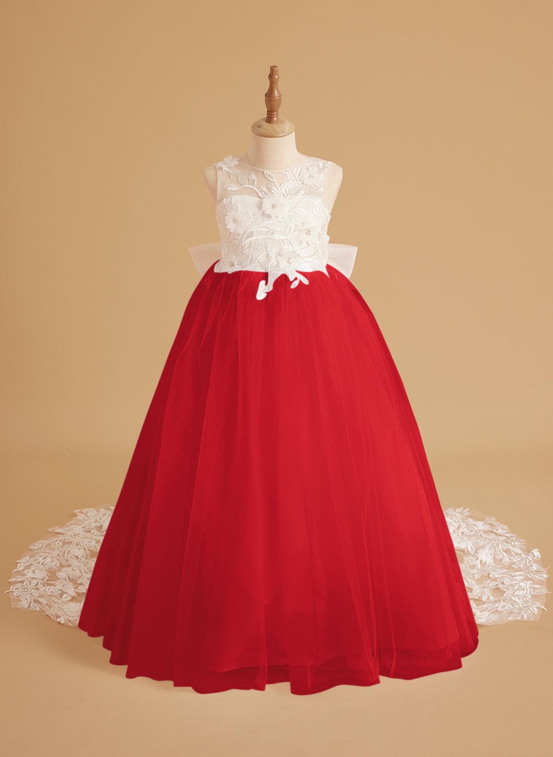 Dream Princess Sleeveless Detachable Train Flower Girl Dress