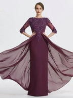 A-Line/Princess Jewel Neck Floor-Length Mother of the Bride Dresses by Dreamylily