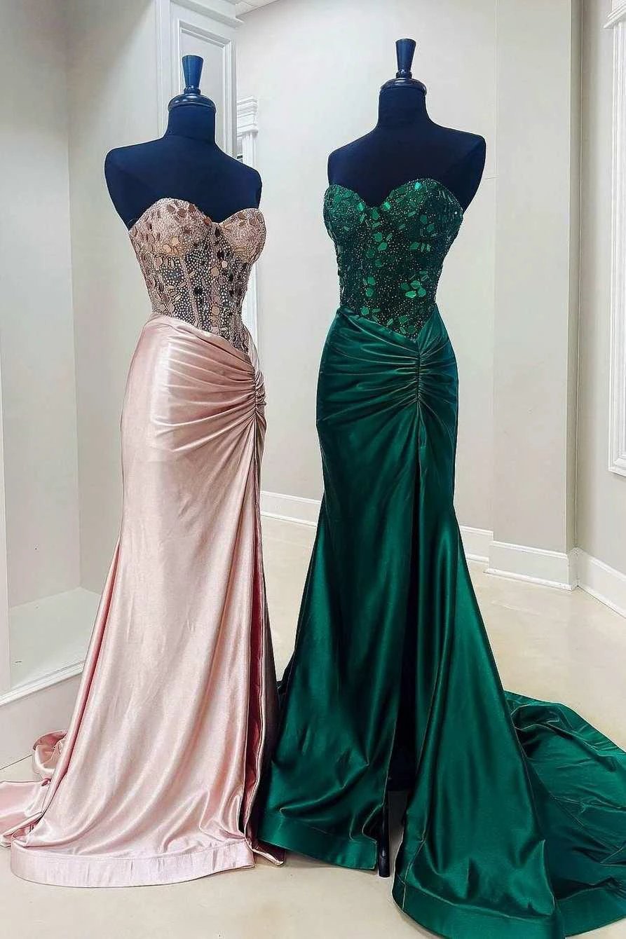 Rodina | Cut Glass Mirror Rhinestone Corset Long Evening Dress with Slit by KissProm