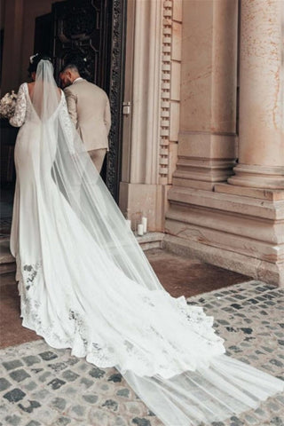 Romantic Backless Long Sleeves Mermaid Wedding Dresses