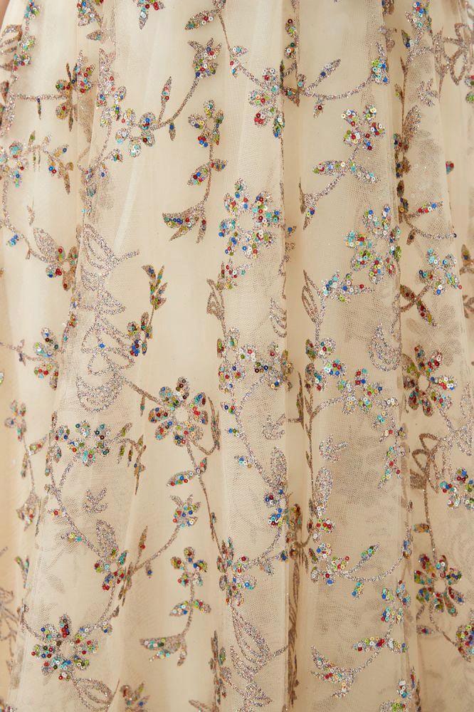 Romantic Floral Short Sleeves aline Spring Evening Party Dress Floor Length Dancing Dress by misshow.com