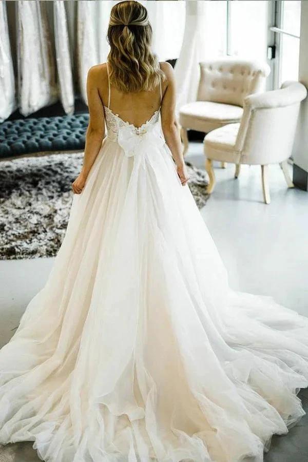 Romantic Princess Style Wedding Dresses with Spaghetti Straps WD502 by pgmdress
