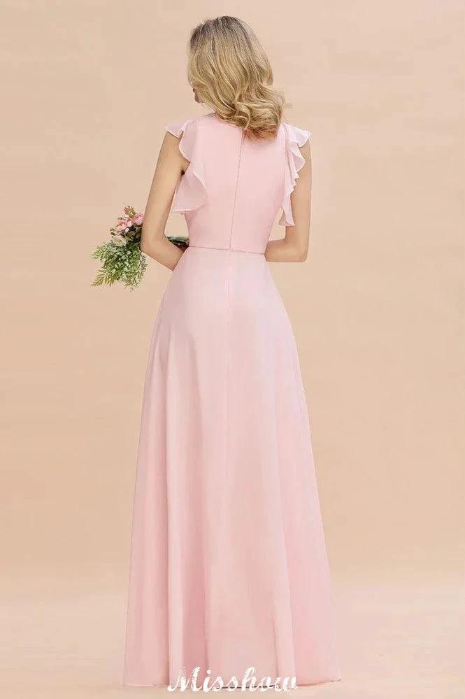 Romantic Sleeveless aline Bridesmaid Dress Garden Floor Length Simple Wedding Dress by misshow.com