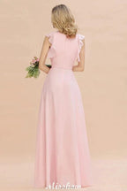 Romantic Sleeveless aline Bridesmaid Dress Garden Floor Length Simple Wedding Dress by misshow.com