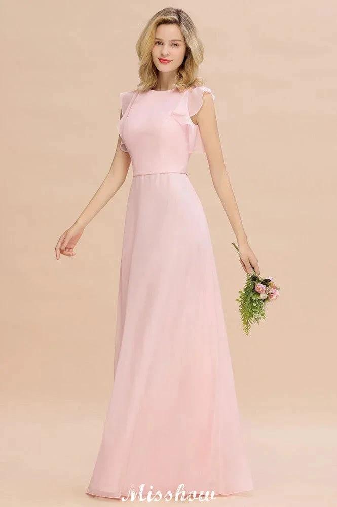 Romantic Sleeveless aline Bridesmaid Dress Garden Floor Length Simple Wedding Dress by misshow.com