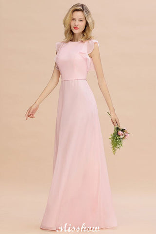 Vestido de dama de honor romántico sin mangas, largo hasta el suelo, sencillo, para boda