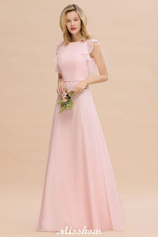 Vestido de dama de honor romántico sin mangas, largo hasta el suelo, sencillo, para boda