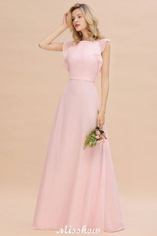 Vestido de dama de honor romántico sin mangas, largo hasta el suelo, sencillo, para boda