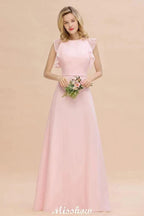 Romantic Sleeveless aline Bridesmaid Dress Garden Floor Length Simple Wedding Dress by misshow.com