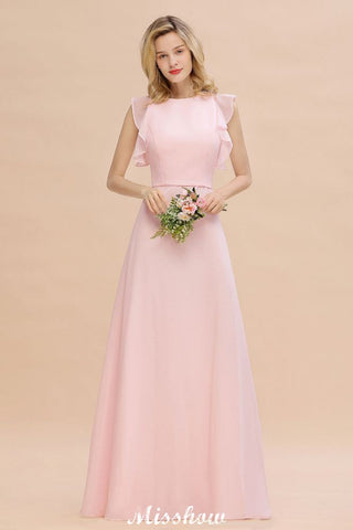 Vestido de dama de honor romántico sin mangas, largo hasta el suelo, sencillo, para boda