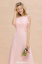 Romantic Sleeveless aline Bridesmaid Dress Garden Floor Length Simple Wedding Dress by misshow.com