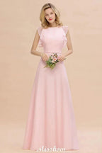 Romantic Sleeveless aline Bridesmaid Dress Garden Floor Length Simple Wedding Dress by misshow.com