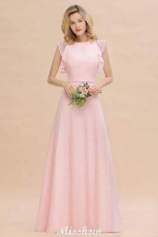 Vestido de dama de honor romántico sin mangas, largo hasta el suelo, sencillo, para boda
