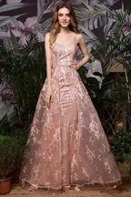 Romantic Straps Aline Evening Dress with Detachable Train Sleeveless Floor Length by misshow.com