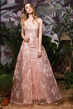 Romantic Straps Aline Evening Dress with Detachable Train Sleeveless Floor Length by misshow.com
