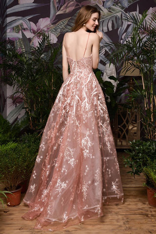 Romantic Straps Aline Evening Dress with Detachable Train Sleeveless Floor Length