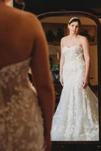 Romantic Sweetheart Strapless Tulle Mermaid Sleeveless Lace Wedding Dress by misshow.com
