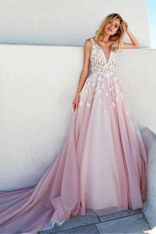 Romantic Tulle & Taffeta Scoop Neckline A-Line Wedding Dresses WD189 by pgmdress