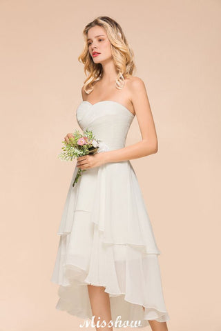Vestido romántico de dama de honor con escote corazón, sin mangas, color blanco/marfil, para invitada de boda en la playa
