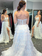 Rosina | Lavender A-Line Sweetheart Sequins Long Prom Dresses With Split by KissProm