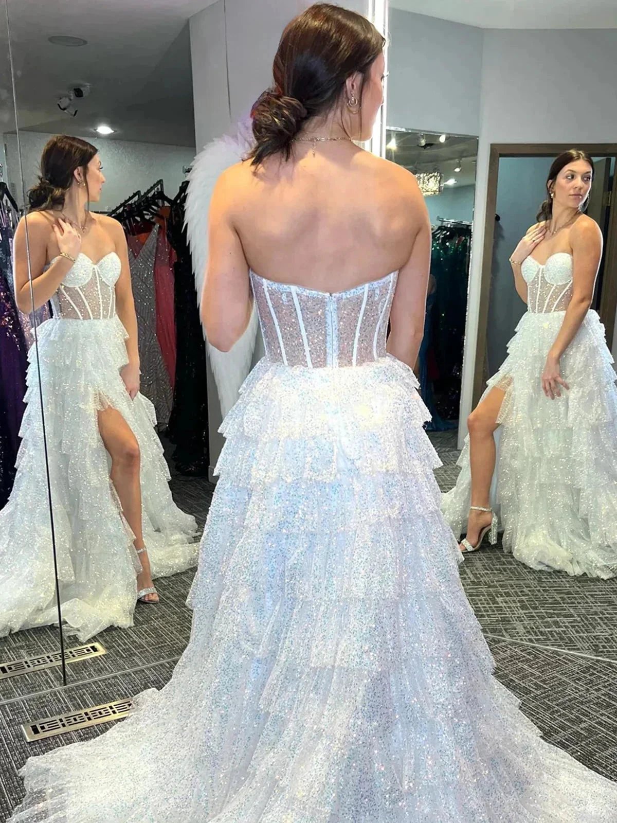Rosina | Lavender A-Line Sweetheart Sequins Long Prom Dresses With Split by KissProm