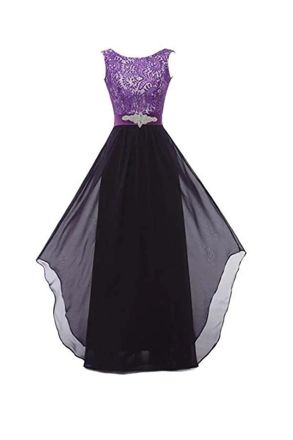 Round Neck Lace Sleeveless Long Prom Evening Dresses Bridesmaid Dress BD010 by pgmdress