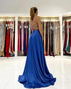 Royal Blue A-line Backless Long Prom Dresses by misshow.com