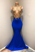 Royal-blue Prom Dress Lace Appliques Evening Dress by misshow.com