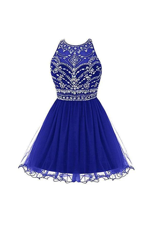 Royal Bule Tulle Homecoming Dresses 2016 Short Prom Gowns PG045 by pgmdress