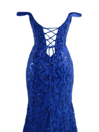 Sparkly Blue Sheath Sequins Long Prom Dress with Slit by KissProm