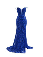 Sparkly Blue Sheath Sequins Long Prom Dress with Slit by KissProm