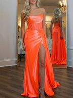 Rue | Mermaid Scoop Neck Orange Slit Long Prom Dress by KissProm