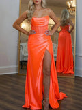 Rue | Mermaid Scoop Neck Orange Slit Long Prom Dress by KissProm