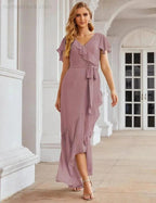 Ruffled Bridesmaid Dresses Maxi Long Women Chiffon Mermaid Formal Violin Evening Party Prom Gowns SEA28042 by numbersea