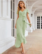 Ruffled Bridesmaid Dresses Maxi Long Women Chiffon Mermaid Formal Violin Evening Party Prom Gowns SEA28042 by numbersea
