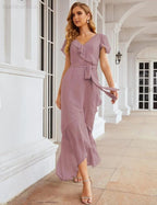 Ruffled Bridesmaid Dresses Maxi Long Women Chiffon Mermaid Formal Violin Evening Party Prom Gowns SEA28042 by numbersea