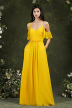 Ruffles Aline Spaghetti Strapes Tulle Long Prom Dress by misshow.com