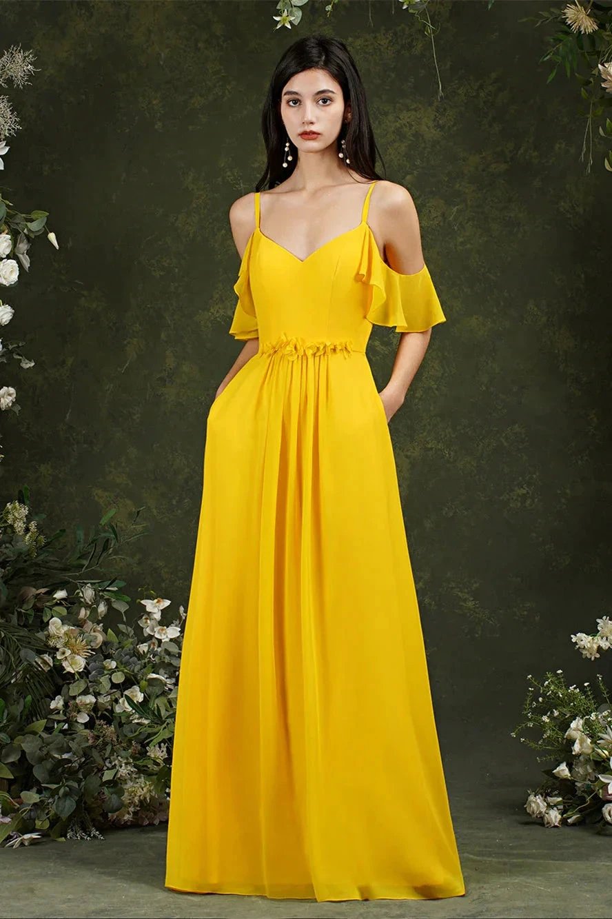 Ruffles Aline Spaghetti Strapes Tulle Long Prom Dress by misshow.com