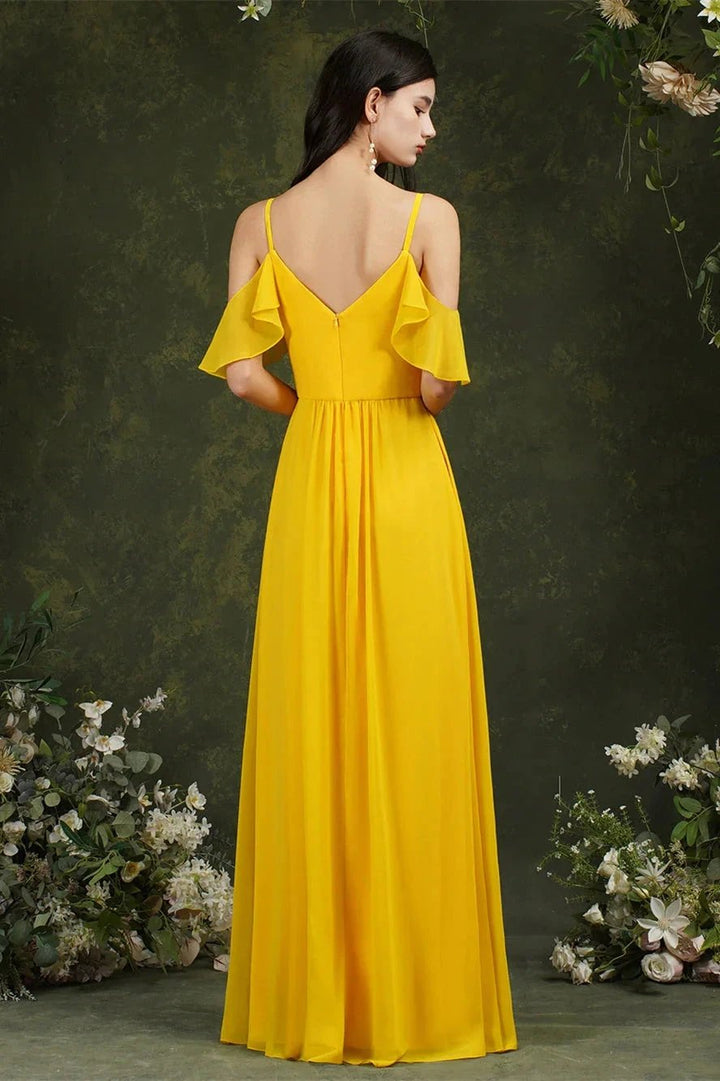 Ruffles Aline Spaghetti Strapes Tulle Long Prom Dress by misshow.com