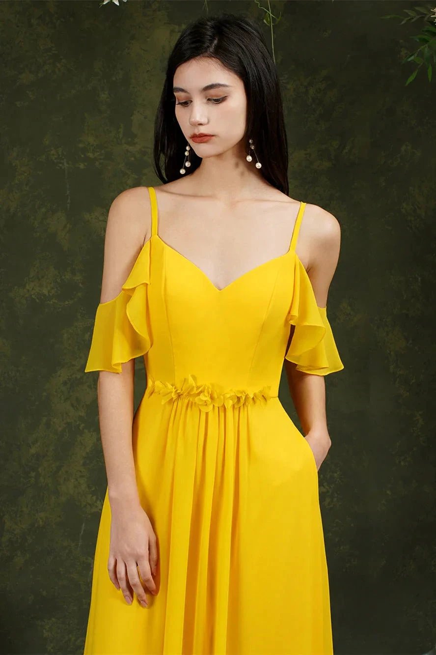 Ruffles Aline Spaghetti Strapes Tulle Long Prom Dress by misshow.com