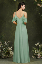 Ruffles Aline Spaghetti Strapes Tulle Long Prom Dress by misshow.com
