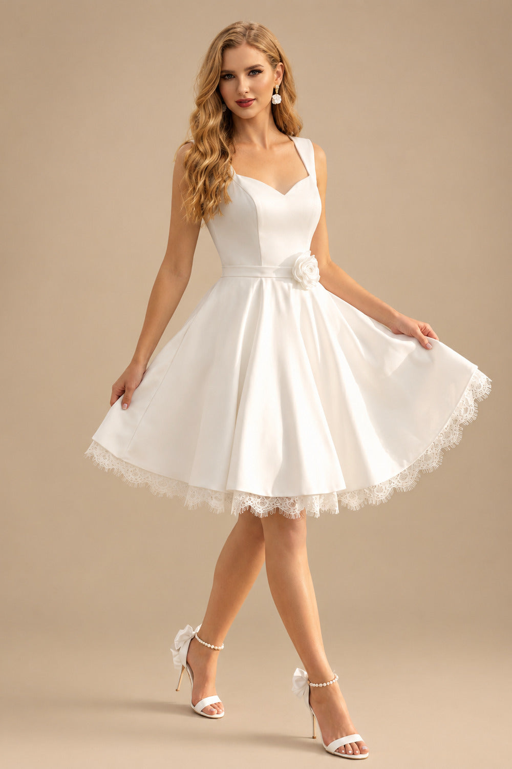 Rutipo Ivory Short Wedding Dresses 2023 Satin 1950S Vintage Sweetheart With Simple