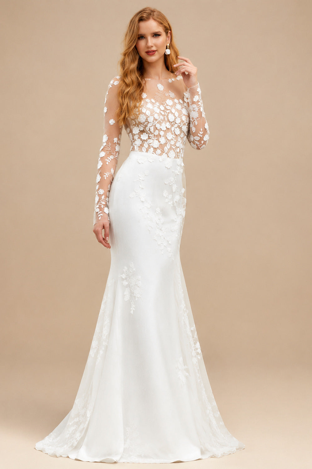 Rutipo As Picture Simple Wedding Dresses With Long Sleeves Lace Elastic Satin A-Line Bridal Jumpsuit