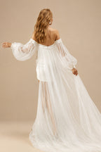 Rutipo Ivory Little White Strapless Wedding Dress With Detachable Wrap