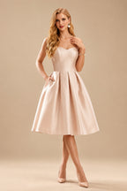 Rutipo As Picture A-Line Sweetheart Sleeveless Knee-Length Satin Wedding Dresses