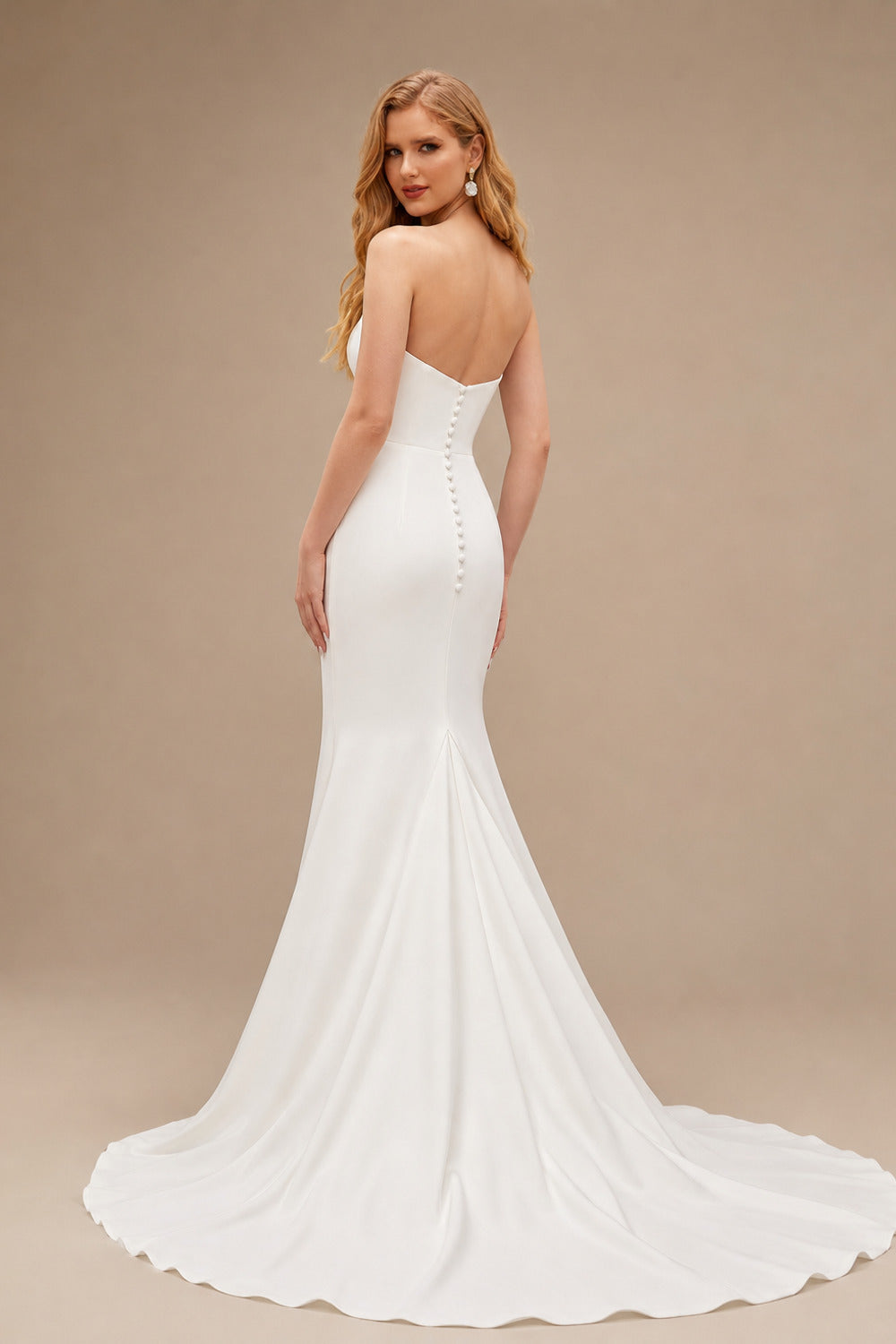 Rutipo Ivory Modern Strapless Trumpet/Mermaid Wedding Dresses
