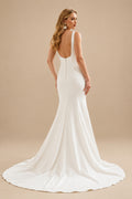 Rutipo Ivory Modern Square Neckline Mermaid Wedding Dresses