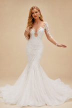 Rutipo As Picture Luxury Lace Long Sleeves Mermaid Wedding Dresses