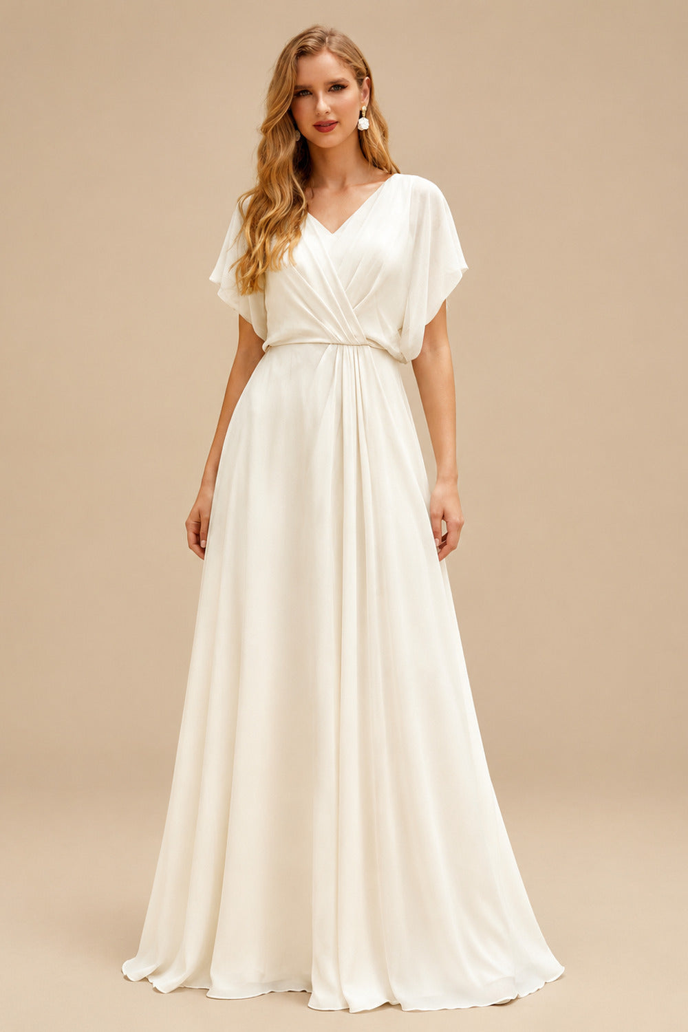 Rutipo Ivory A-Line Off-The-Shoulder Sleeveless Court Train Stretch Satin BRIDE With Ruffle
